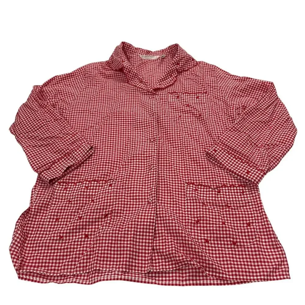 Victoria's Secret Country Womens Small Red Gingham Cotton Vintage Pajama Set